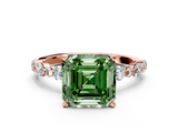 Rose gold Fancy Green Asscher  Diamond Prong Set Engagement Ring with Pave Band_17