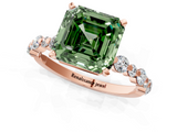 Rose gold Fancy Green Asscher  Diamond Prong Set Engagement Ring with Pave Band_18