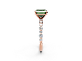 Rose gold Fancy Green Asscher  Diamond Prong Set Engagement Ring with Pave Band_19