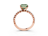 Rose gold Fancy Green Asscher  Diamond Prong Set Engagement Ring with Pave Band_20