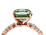 Rose gold Fancy Green Asscher  Diamond Prong Set Engagement Ring with Pave Band_21