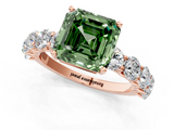 Rose gold Fancy Green Asscher  Diamond Prong Setting with Side Stones on a Pave Band_1