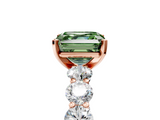 Rose gold Fancy Green Asscher  Diamond Prong Setting with Side Stones on a Pave Band_5