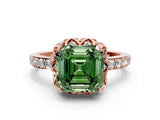 Rose gold Fancy Green Asscher  Diamond Solitaire Ring with Shared Prong Pavé Band_16