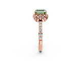 Rose gold Fancy Green Asscher  Diamond Solitaire Ring with Shared Prong Pavé Band_18