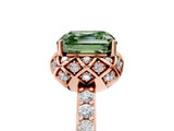 Rose gold Fancy Green Asscher  Diamond Solitaire Ring with Shared Prong Pavé Band_21
