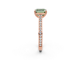Rose gold Fancy Green Asscher  Diamond Solitaire with Pave Band and Six-Prong Setting_2