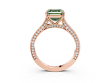 Rose gold Fancy Green Asscher  Diamond Solitaire with Pave Band and Six-Prong Setting_3