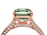 Rose gold Fancy Green Asscher  Diamond Solitaire with Pave Band and Six-Prong Setting_4