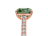 Rose gold Fancy Green Asscher  Diamond Solitaire with Pave Band and Six-Prong Setting_5