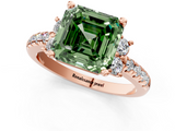 Rose gold Fancy Green Asscher  Diamond Three-Stone Pave Band with Four-Prong Setting_18