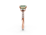 Rose gold Fancy Green Asscher  Diamond Three-Stone Pave Band with Four-Prong Setting_19