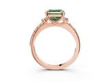 Rose gold Fancy Green Asscher  Diamond Three-Stone Pave Band with Four-Prong Setting_20