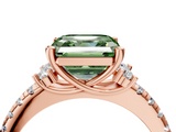 Rose gold Fancy Green Asscher  Diamond Three-Stone Pave Band with Four-Prong Setting_21