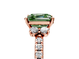 Rose gold Fancy Green Asscher  Diamond Three-Stone Pave Band with Four-Prong Setting_22