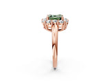 Rose gold Fancy Green Asscher  Halo Cluster Diamond Engagement Ring with Prong Setting and Polished Band_22