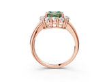 Rose gold Fancy Green Asscher  Halo Cluster Diamond Engagement Ring with Prong Setting and Polished Band_23