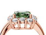Rose gold Fancy Green Asscher  Halo Cluster Diamond Engagement Ring with Prong Setting and Polished Band_24