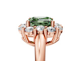 Rose gold Fancy Green Asscher  Halo Cluster Diamond Engagement Ring with Prong Setting and Polished Band_25