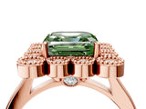 Rose gold Fancy Green Asscher  Halo Diamond Cluster Engagement Ring with Milgrain Bezel Setting and Solitaire Band_43