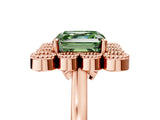 Rose gold Fancy Green Asscher  Halo Diamond Cluster Engagement Ring with Milgrain Bezel Setting and Solitaire Band_44