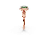 Rose gold Fancy Green Asscher  Halo Diamond Engagement Ring with Filigree Band and Four-Prong Setting_71
