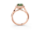 Rose gold Fancy Green Asscher  Halo Diamond Engagement Ring with Filigree Band and Four-Prong Setting_72