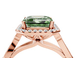 Rose gold Fancy Green Asscher  Halo Diamond Engagement Ring with Filigree Band and Four-Prong Setting_73
