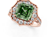 Rose gold Fancy Green Asscher  Halo Diamond Engagement Ring with Milgrain Band and Four-Prong Setting_29
