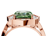 Rose gold Fancy Green Asscher  Halo Diamond Engagement Ring with Milgrain Band and Four-Prong Setting_32