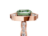 Rose gold Fancy Green Asscher  Halo Diamond Engagement Ring with Milgrain Band and Four-Prong Setting_33