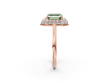 Rose gold Fancy Green Asscher  Halo Diamond Engagement Ring with Solitaire Band and Four-Prong Setting_19