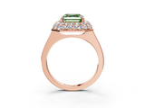 Rose gold Fancy Green Asscher  Halo Diamond Engagement Ring with Solitaire Band and Four-Prong Setting_20