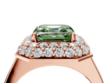 Rose gold Fancy Green Asscher  Halo Diamond Engagement Ring with Solitaire Band and Four-Prong Setting_21
