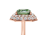 Rose gold Fancy Green Asscher  Halo Diamond Engagement Ring with Solitaire Band and Four-Prong Setting_22