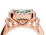 Rose gold Fancy Green Asscher  Halo Diamond Engagement Ring with Split Shank and Four-Prong Setting_26