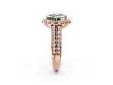 Rose gold Fancy Green Asscher  Halo Diamond Engagement Ring with Split Shank and Prong Setting_46