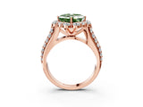 Rose gold Fancy Green Asscher  Halo Diamond Engagement Ring with Split Shank and Prong Setting_47