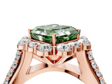 Rose gold Fancy Green Asscher  Halo Diamond Engagement Ring with Split Shank and Prong Setting_48