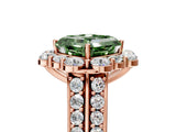 Rose gold Fancy Green Asscher  Halo Diamond Engagement Ring with Split Shank and Prong Setting_49