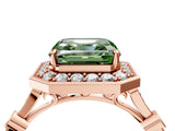 Rose gold Fancy Green Asscher  Halo Diamond Engagement Ring with Twisted Band and Four-Prong Setting 5