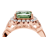 Rose gold Fancy Green Asscher  Halo Diamond Engagement Ring with Vintage-Inspired Band and Four-Prong Setting_7