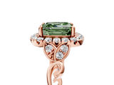 Rose gold Fancy Green Asscher  Halo Diamond Engagement Ring with Vintage-Inspired Band and Four-Prong Setting_8