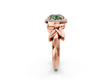 Rose gold Fancy Green Asscher  Halo Diamond Floral Band with Four-Prong Setting_37