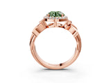 Rose gold Fancy Green Asscher  Halo Diamond Floral Band with Four-Prong Setting_38