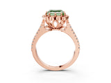Rose gold Fancy Green Asscher  Halo Diamond Floral Split Shank Engagement Ring 4