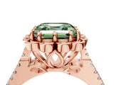 Rose gold Fancy Green Asscher  Halo Diamond Floral Split Shank Engagement Ring 5