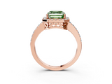 Rose gold Fancy Green Asscher  Halo Diamond Pavé Band Ring with Prong Setting_3