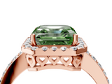 Rose gold Fancy Green Asscher  Halo Diamond Pavé Band Ring with Prong Setting_4