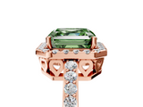 Rose gold Fancy Green Asscher  Halo Diamond Pavé Band Ring with Prong Setting_5
